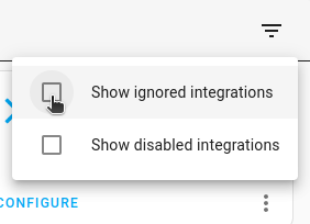 Screenshot showing the option to show ignored integrations