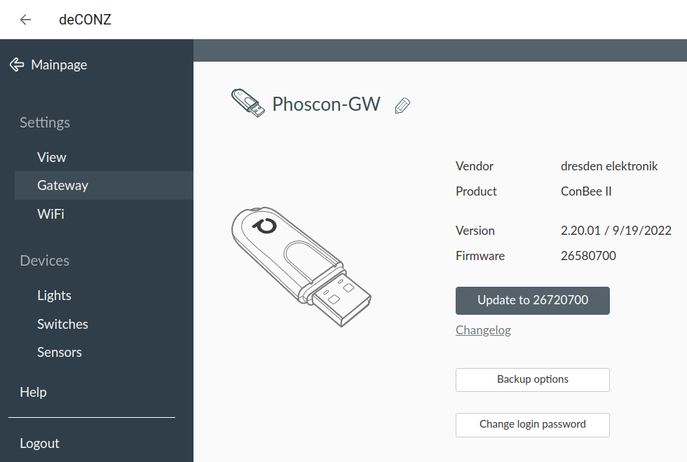 View the firmware version of the adapter
