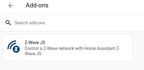 Screenshot of Z-Wave JS add-on