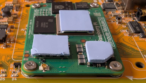 Top view of the board, showing how to install the screws